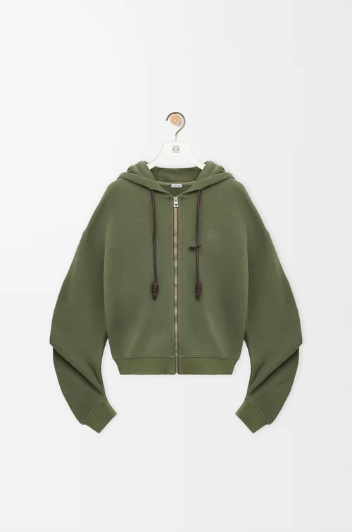 LOEWE Flamenco hoodie in cotton and cashmere Khaki Green