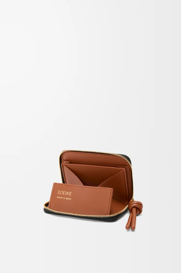 LOEWE Portamonete con zip in nappa di vitello lucida Nero / Scoiattolo