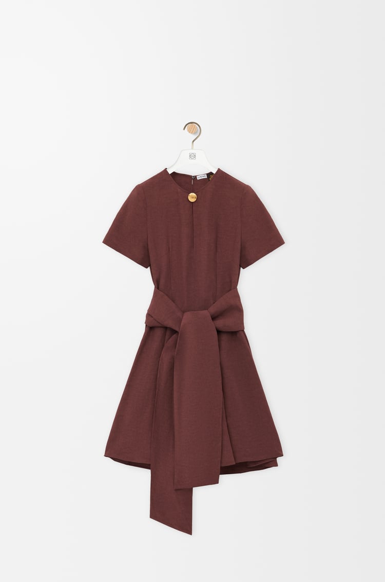 LOEWE Vestido Pebble en viscosa y lino Café