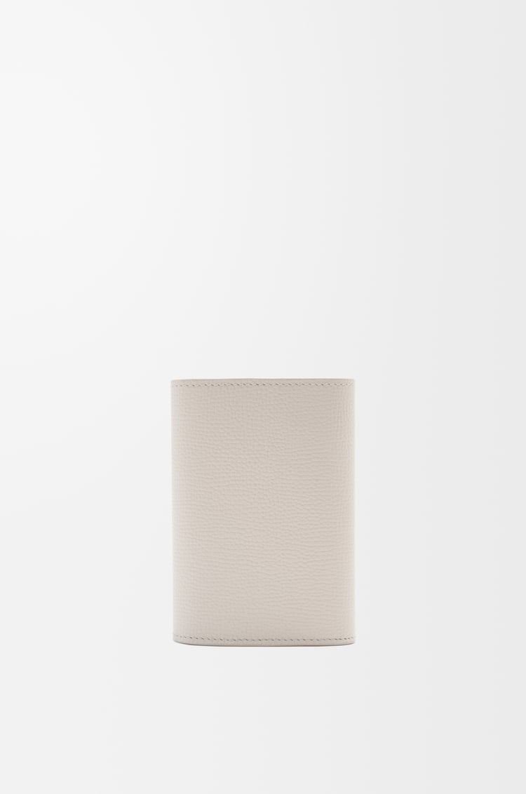LOEWE Anagram small vertical wallet in pebble grained calfskin Light Ghost