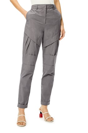 LOEWE Pleated trousers in cotton Smoke Grey plp_rd