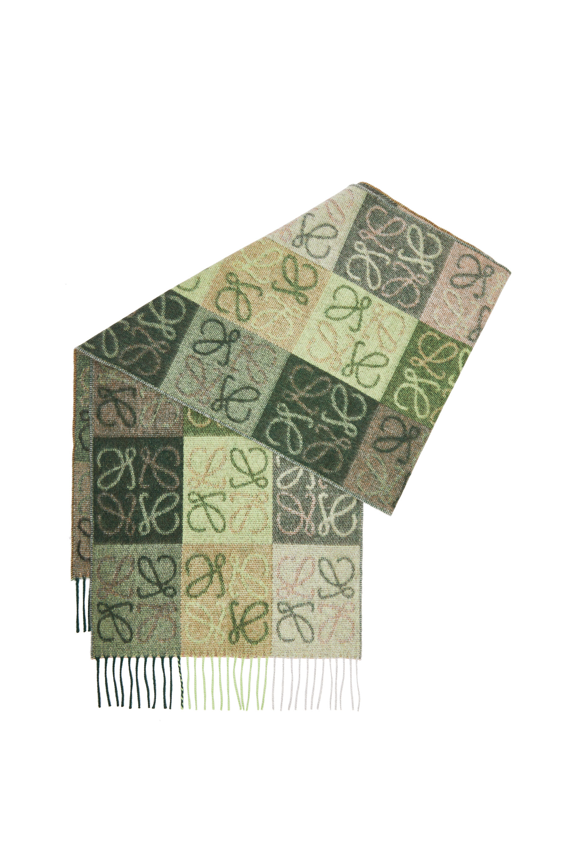 チェッカーボード スカーフ（ウール＆カシミヤ） ホワイト  