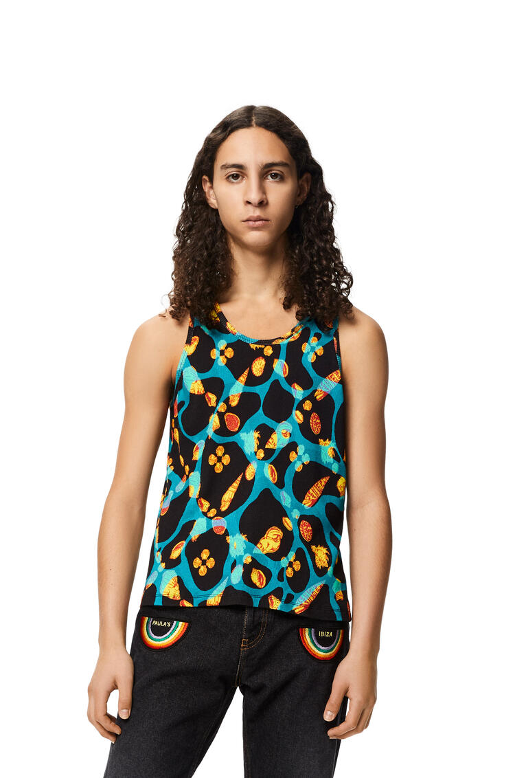 LOEWE Shell print tank top in cotton Black/Turquoise pdp_rd