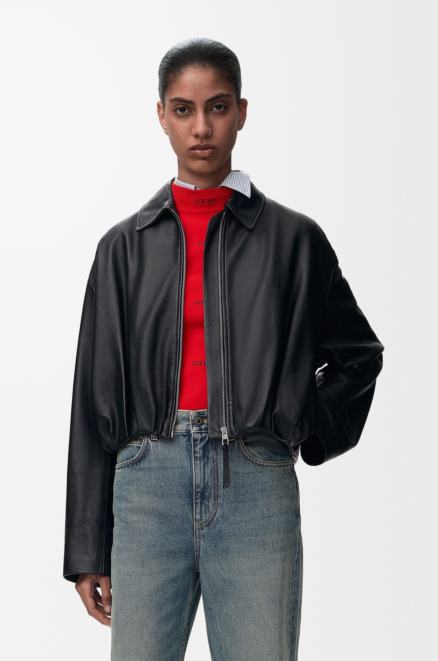 Draped jacket in nappa lambskin Black - LOEWE Europe official website