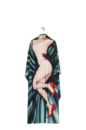 LOEWE Body print kaftan dress in velvet Grey/Multicolour
