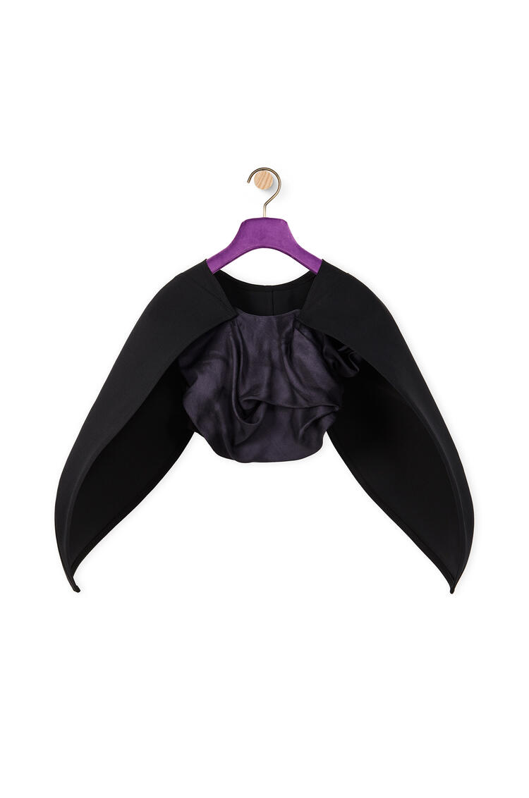LOEWE Cape sleeve draped top in cotton and polyamide Black pdp_rd