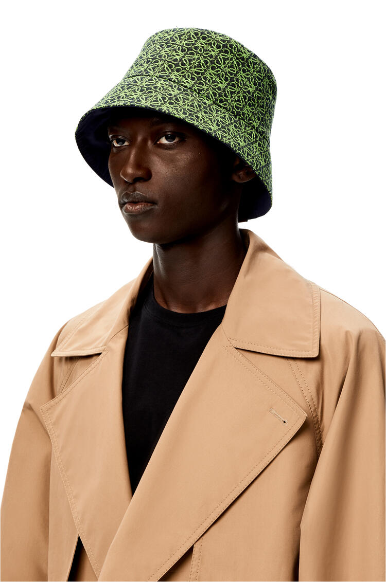 LOEWE Reversible Anagram bucket hat in jacquard and nylon Apple Green/Deep Navy pdp_rd