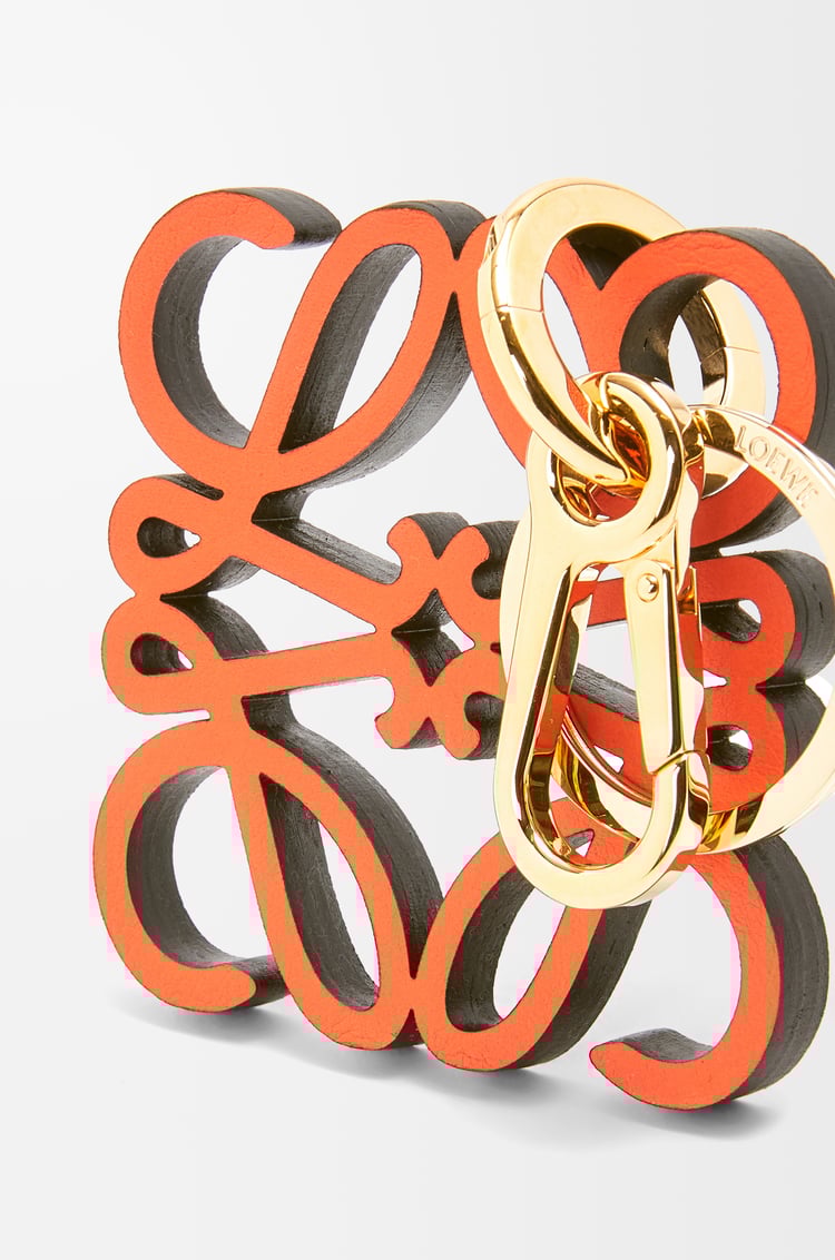 LOEWE Anagram charm in calfskin Orange/Gold