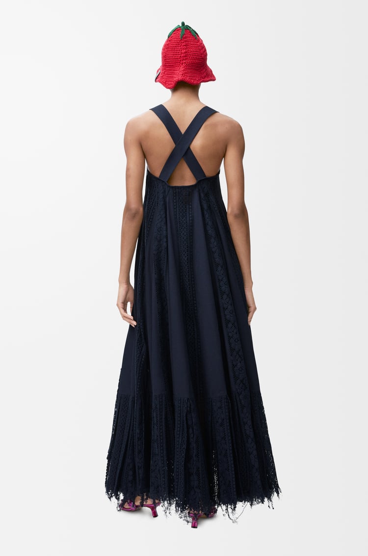 LOEWE Lace dress in cotton Navy Blue