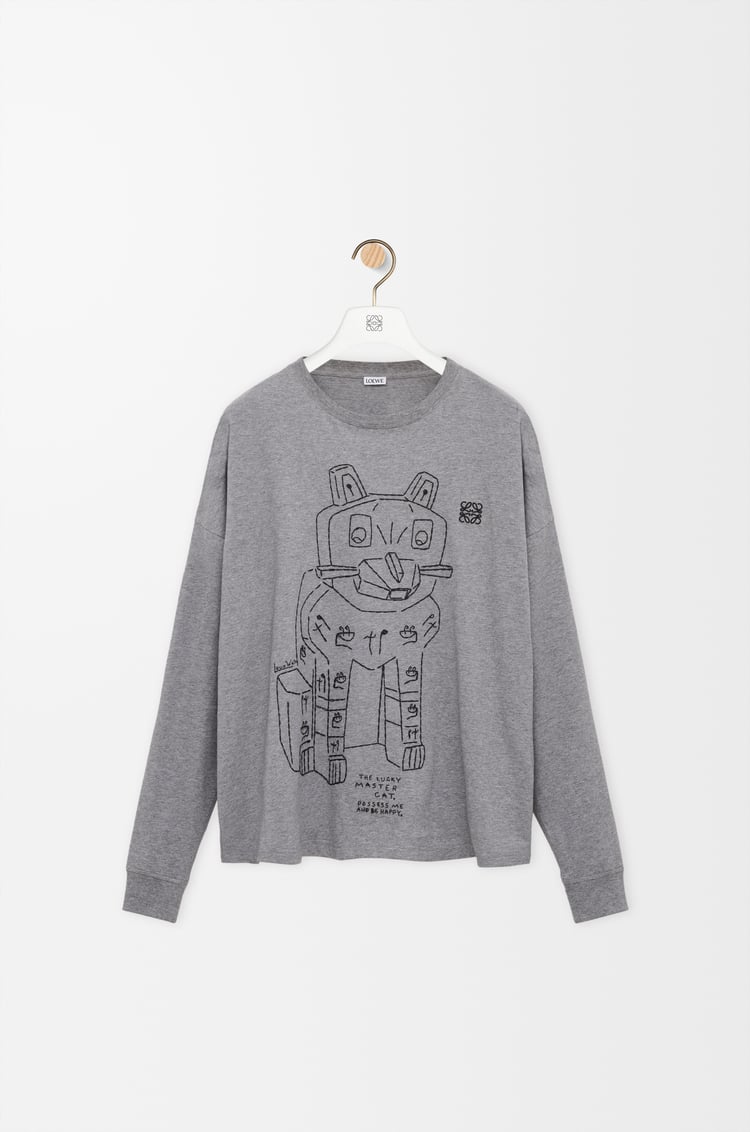 LOEWE T-shirt à manches longues en coton Gris Chiné