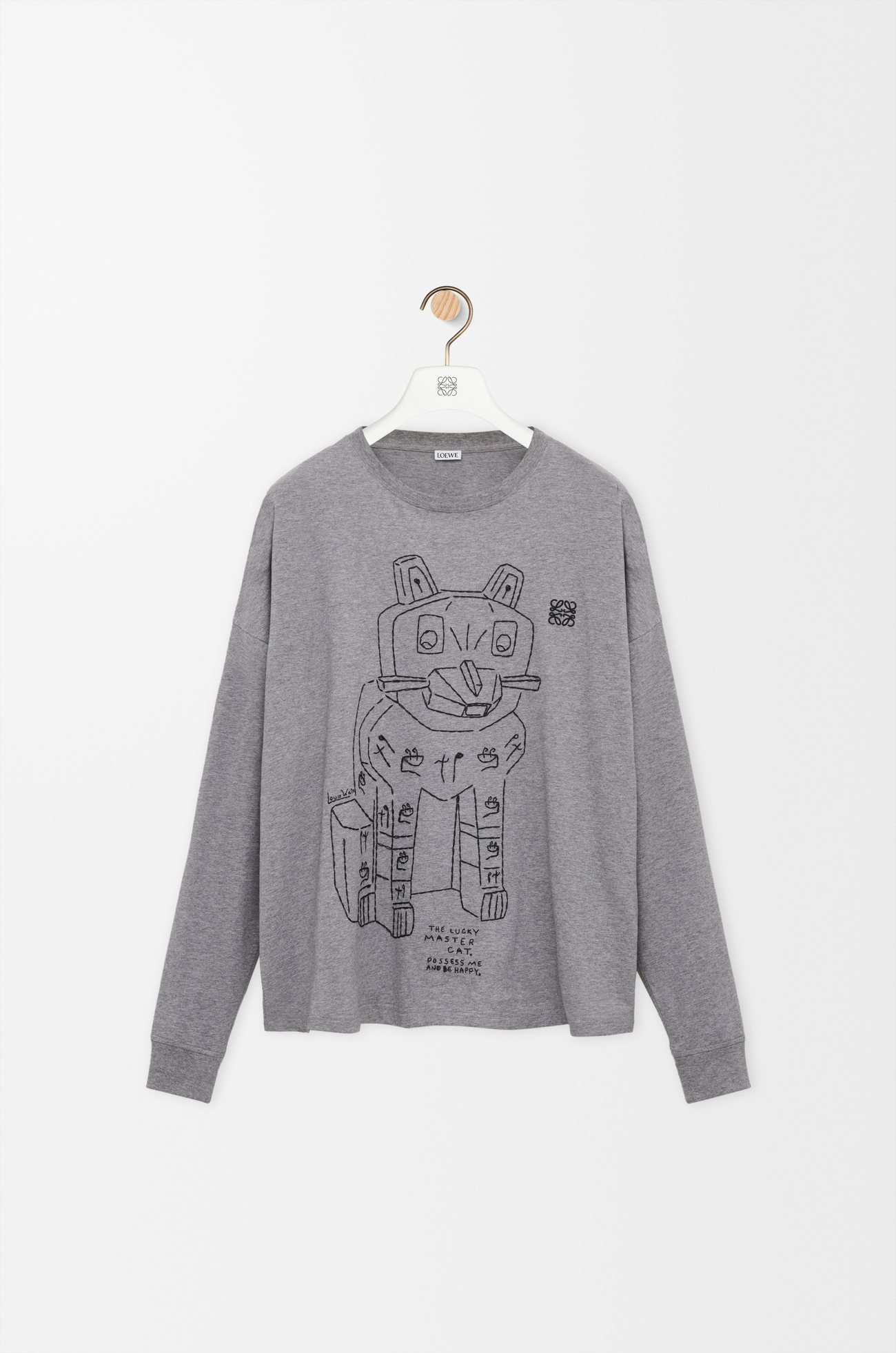 LOEWE T-shirt à manches longues en coton Gris Chiné