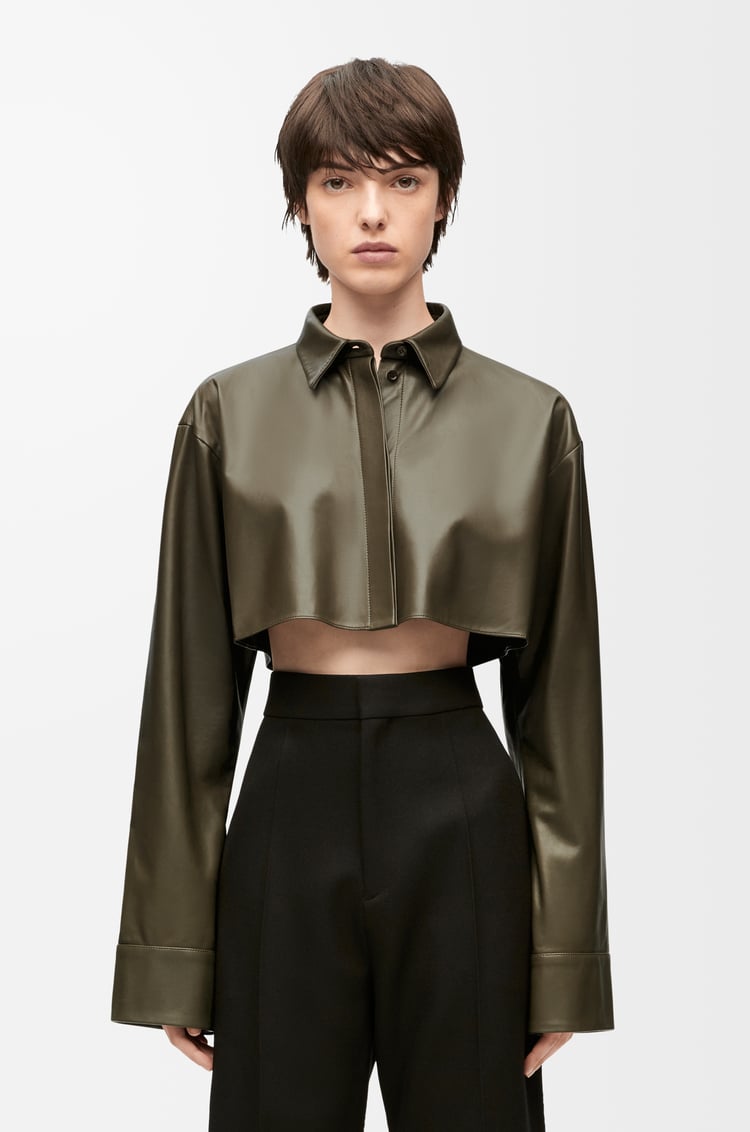 LOEWE Cropped shirt in nappa lambskin Tea Dust Glaze