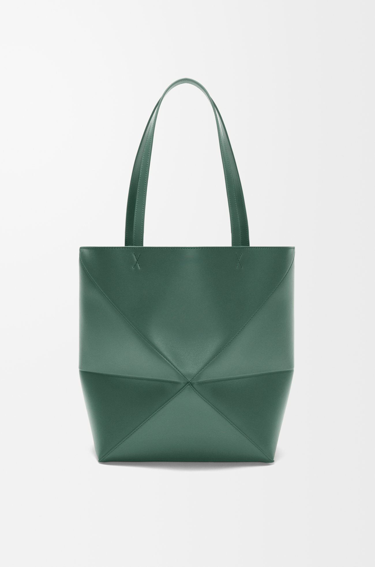 LOEWE Medium Puzzle Fold tote in shiny calfskin Vetiver