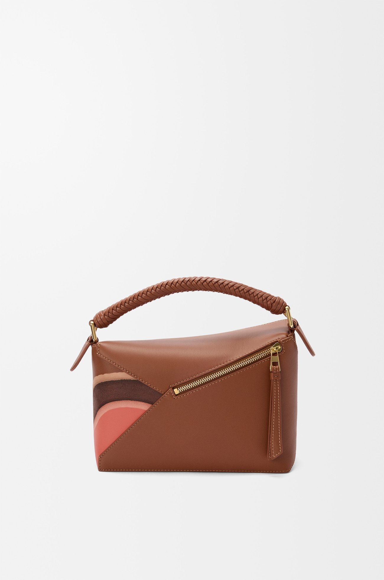 LOEWE Small Puzzle Edge bag in nappa calfskin Pecan/Parrot Pink