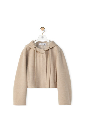 LOEWE Anagram jacquard hooded jacket in wool Beige/White