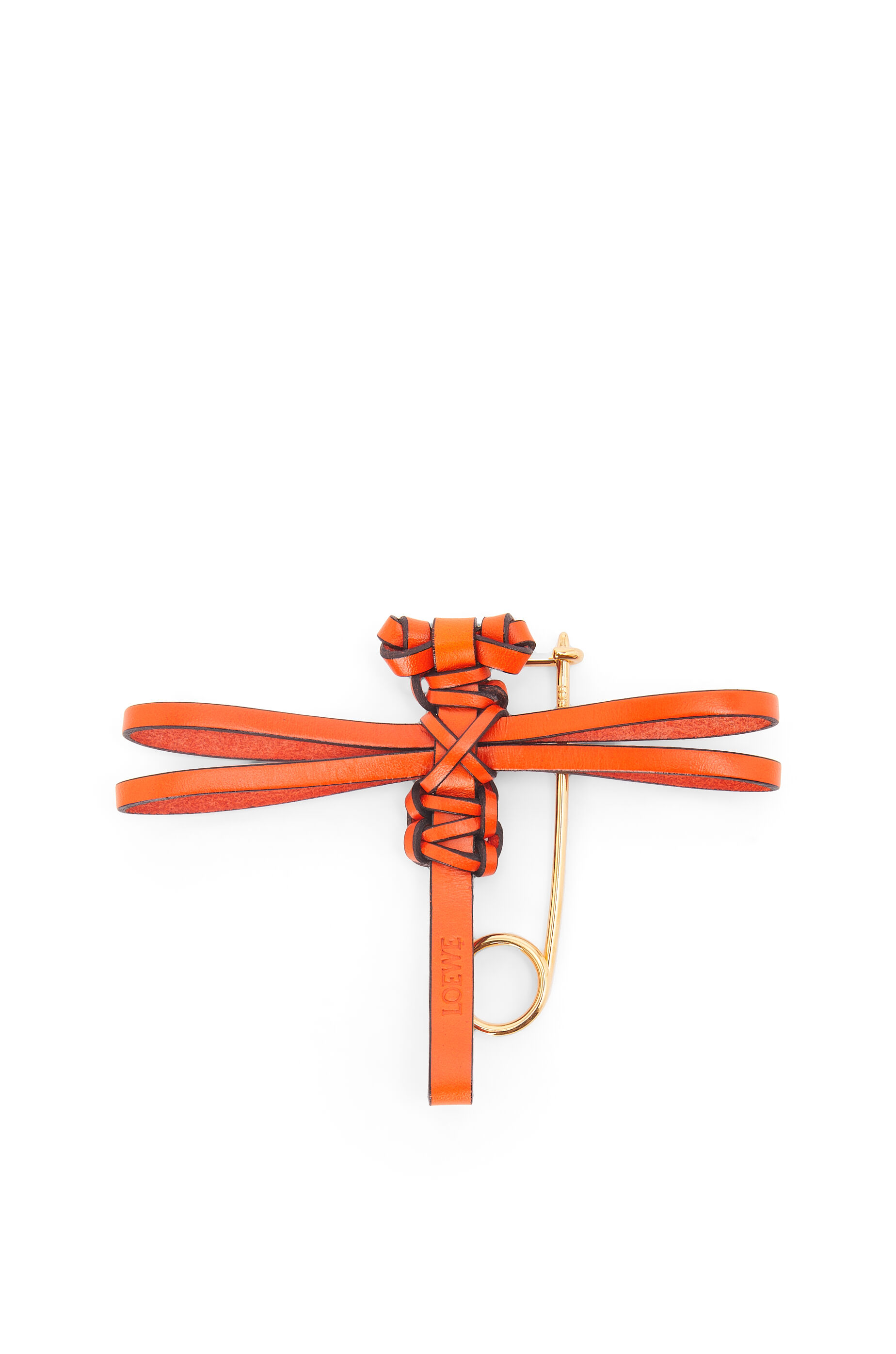 Dragonfly pin charm in calfskin Orange LOEWE