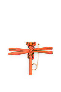 LOEWE Dragonfly pin charm in calfskin and metal Orange