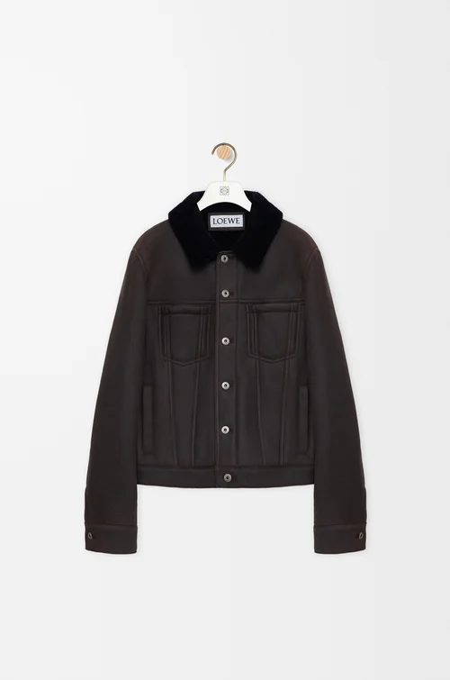 LOEWE Chaqueta trucker en lana de oveja Marrón/Azul Marino