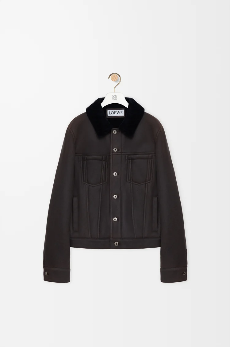 LOEWE Chaqueta trucker en lana de oveja Marrón/Azul Marino