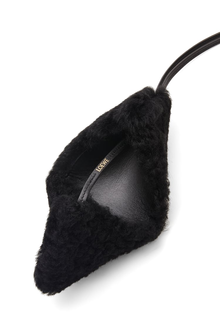 LOEWE Puzzle Fold charm in shearling Black