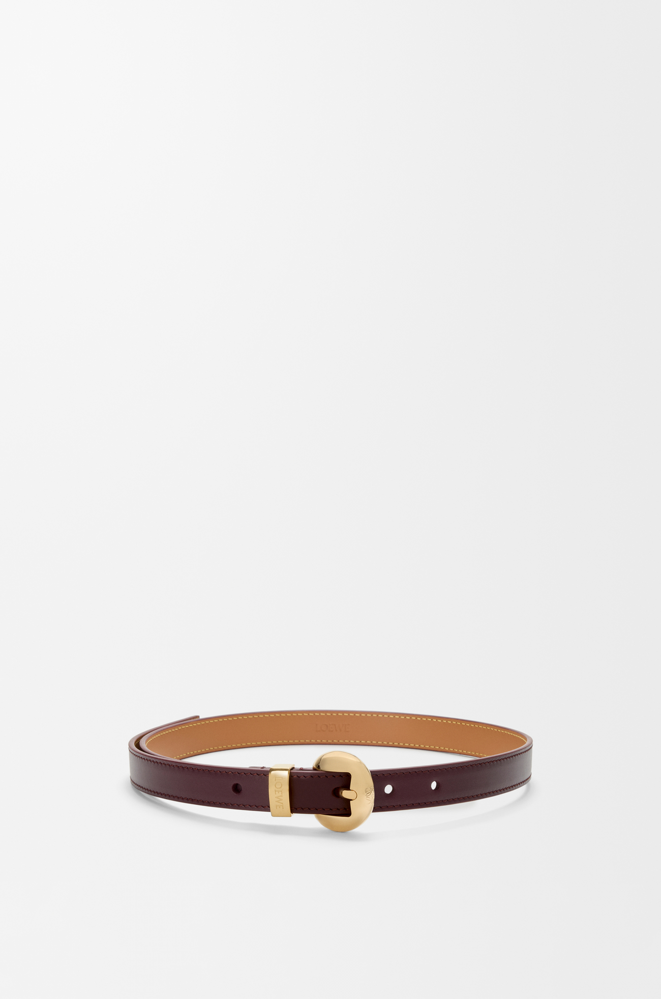 LOEWE Cinturón Pebble en piel de ternera lisa Burdeos/Dorado