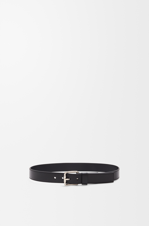 LOEWE Roller Curve Gürtel aus glänzendem, glattem Kalbsleder Schwarz/Palladium