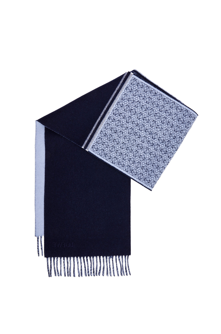 LOEWE Scarf in wool and cashmere Light Blue/Navy Blue