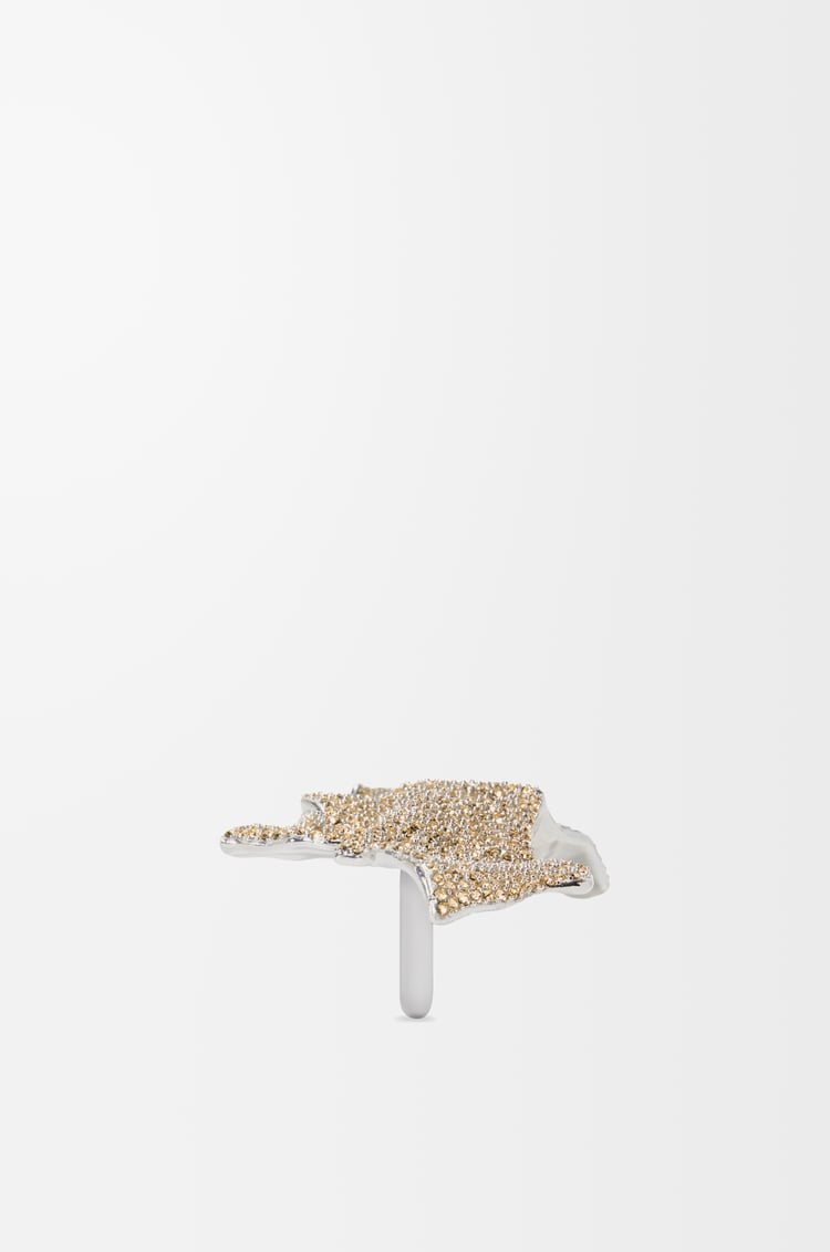LOEWE 純銀和水晶 Glitter Fragment 寬版戒指  銀色/金黃色