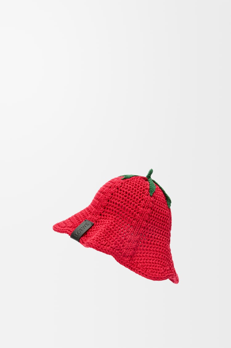 LOEWE Tomato bucket hat in cotton Red/Green