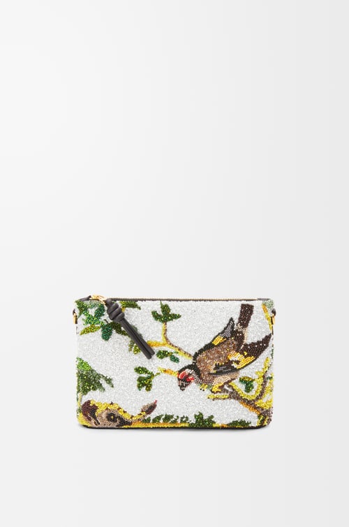 LOEWE Oblong Pouch pequeño en piel con cuentas Negro plp_rd