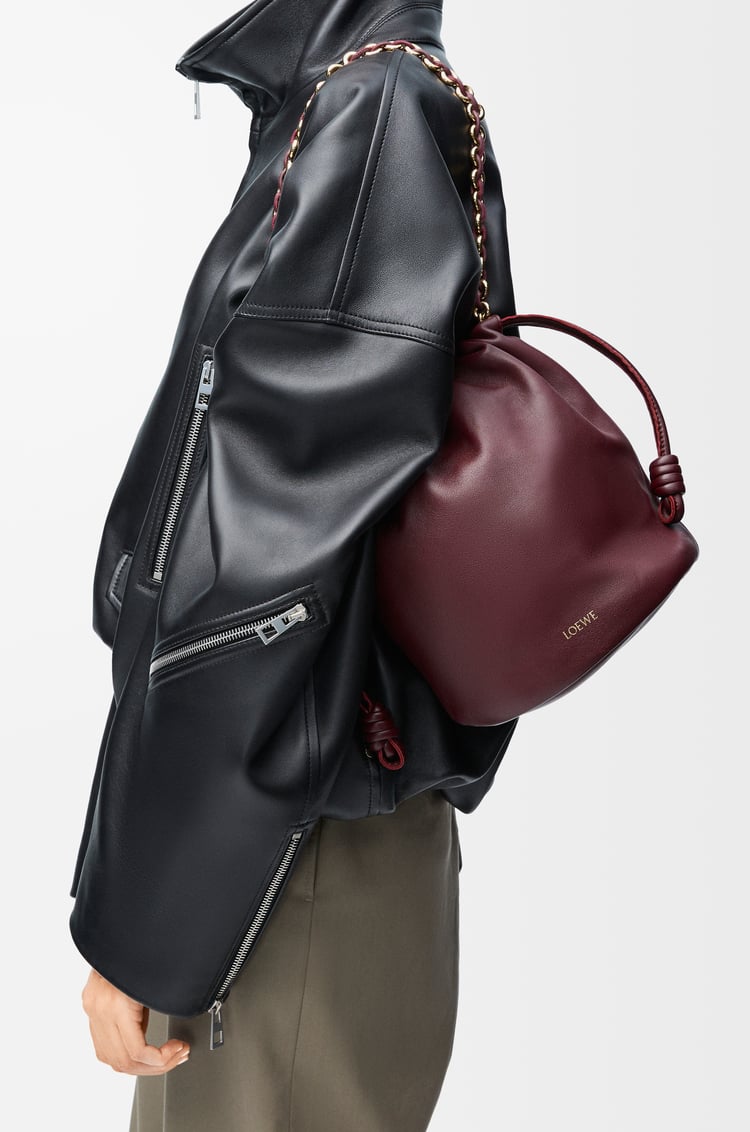 LOEWE Flamenco purse bucket in mellow nappa lambskin Dark Burgundy