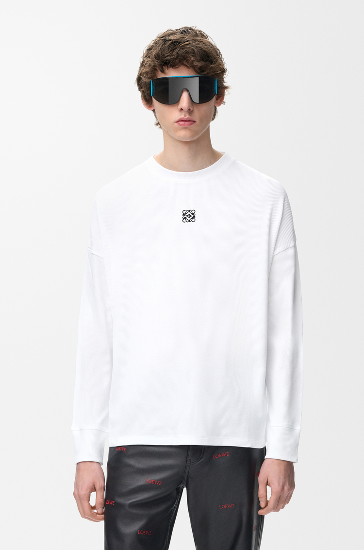 LOEWE Camiseta de manga larga de corte oversize en algodón Blanco