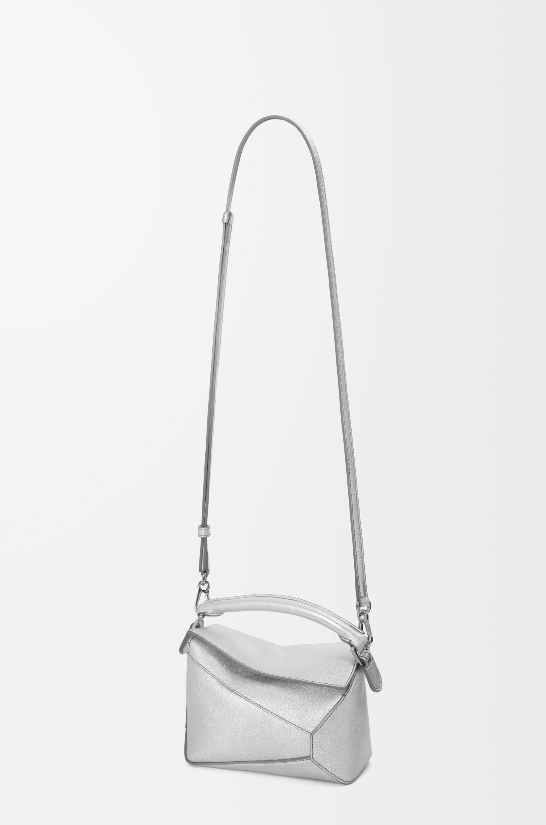 Mini Puzzle Edge bag in laminated lambskin Silver - LOEWE