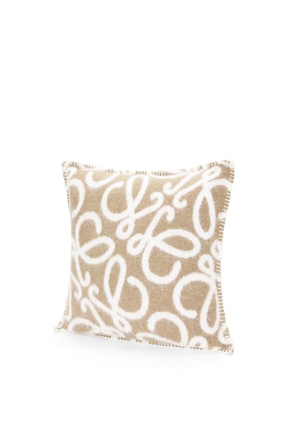 LOEWE Anagram cushion in alpaca and wool Beige/White plp_rd