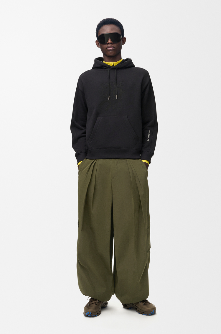 LOEWE Pleated cargo trousers in technical shell Khaki Green