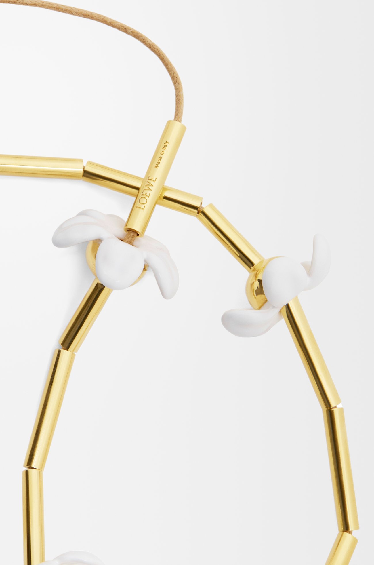 LOEWE Collar Flor en plata de ley y esmalte Dorado/Blanco