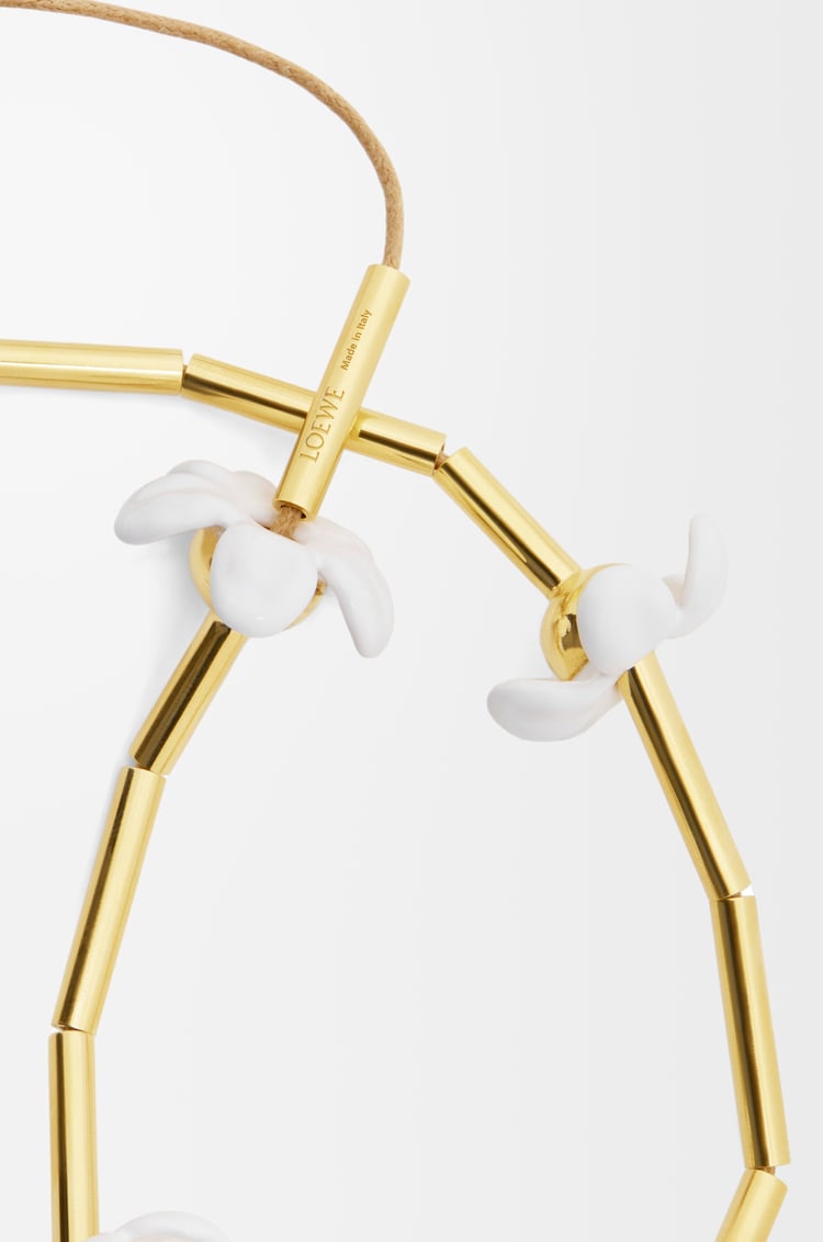 LOEWE Flor necklace in sterling silver and enamel Gold/White
