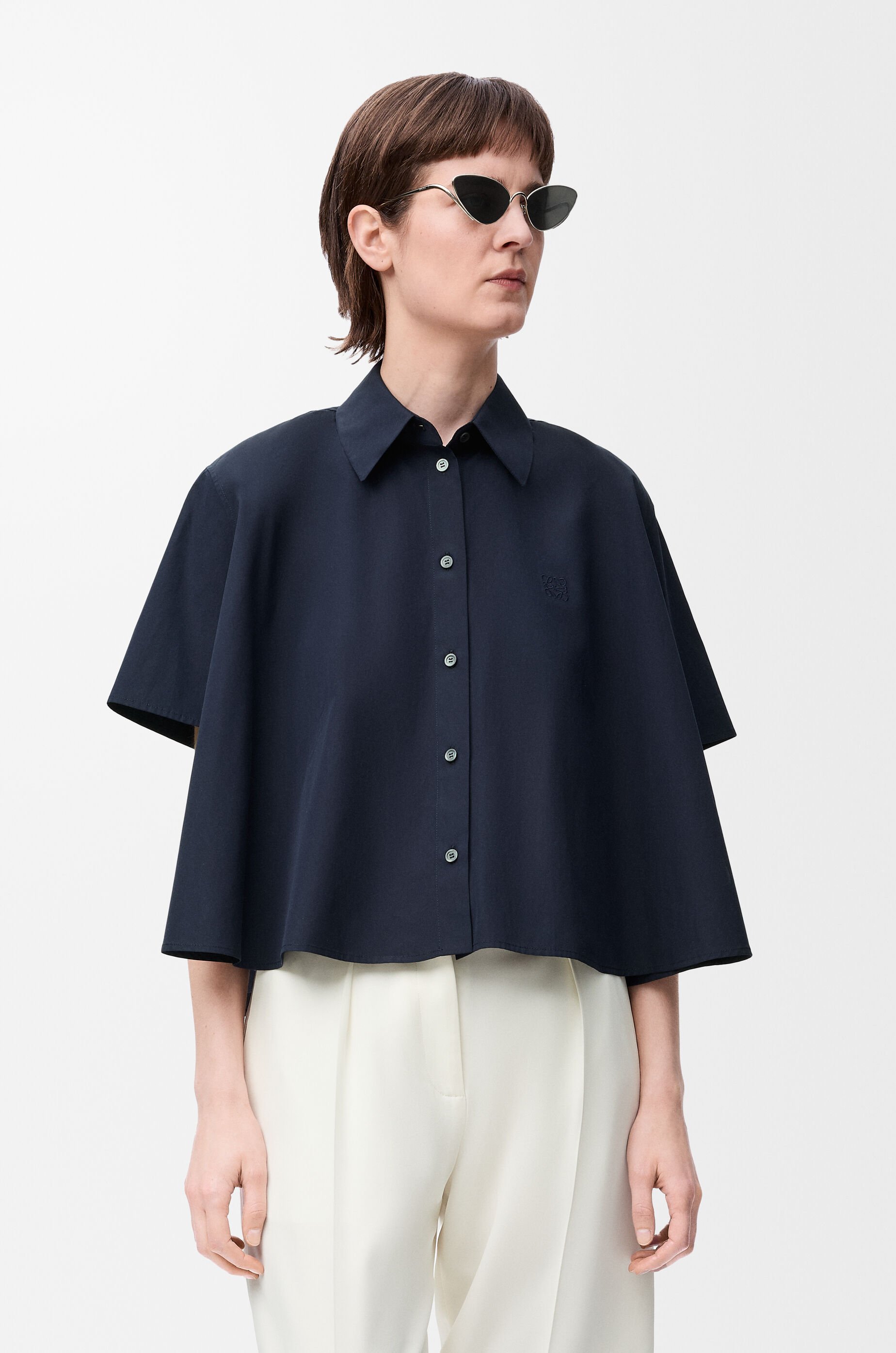 LOEWE ショートスリーブ トラペーズ シャツ(コットン) ショートスリーブ トラペーズ シャツ(コットン) ブルー - LOEWE