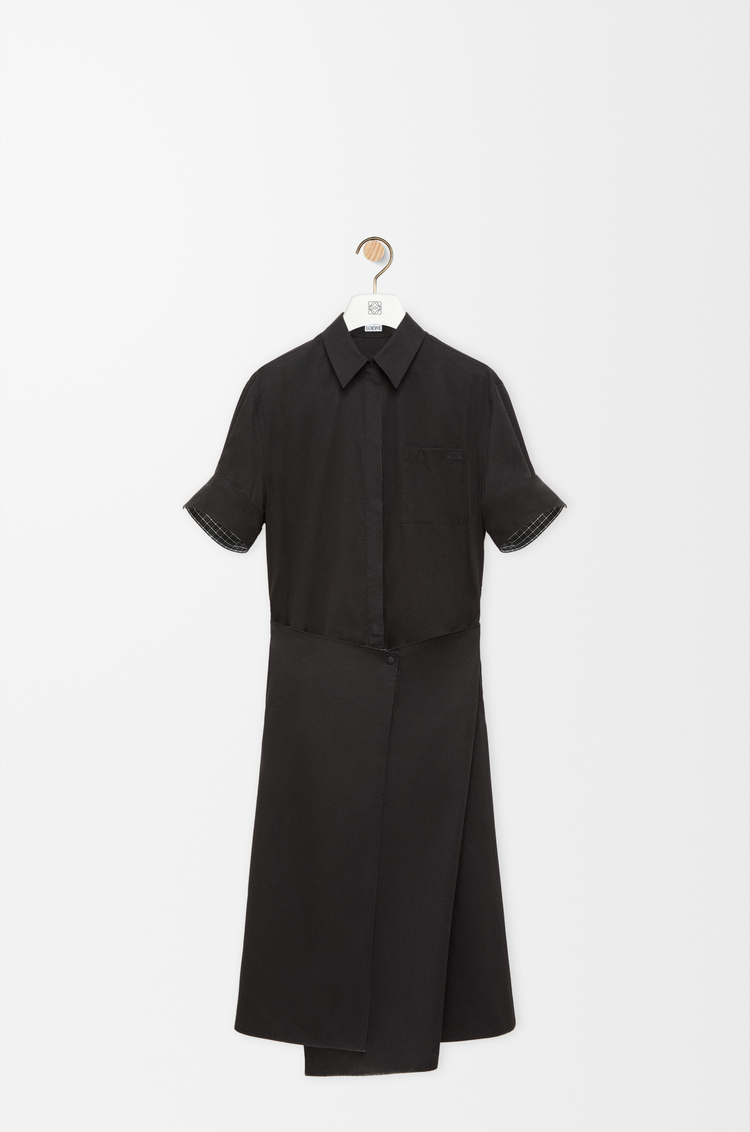 LOEWE Kleid aus Baumwolle und Seide Schwarz