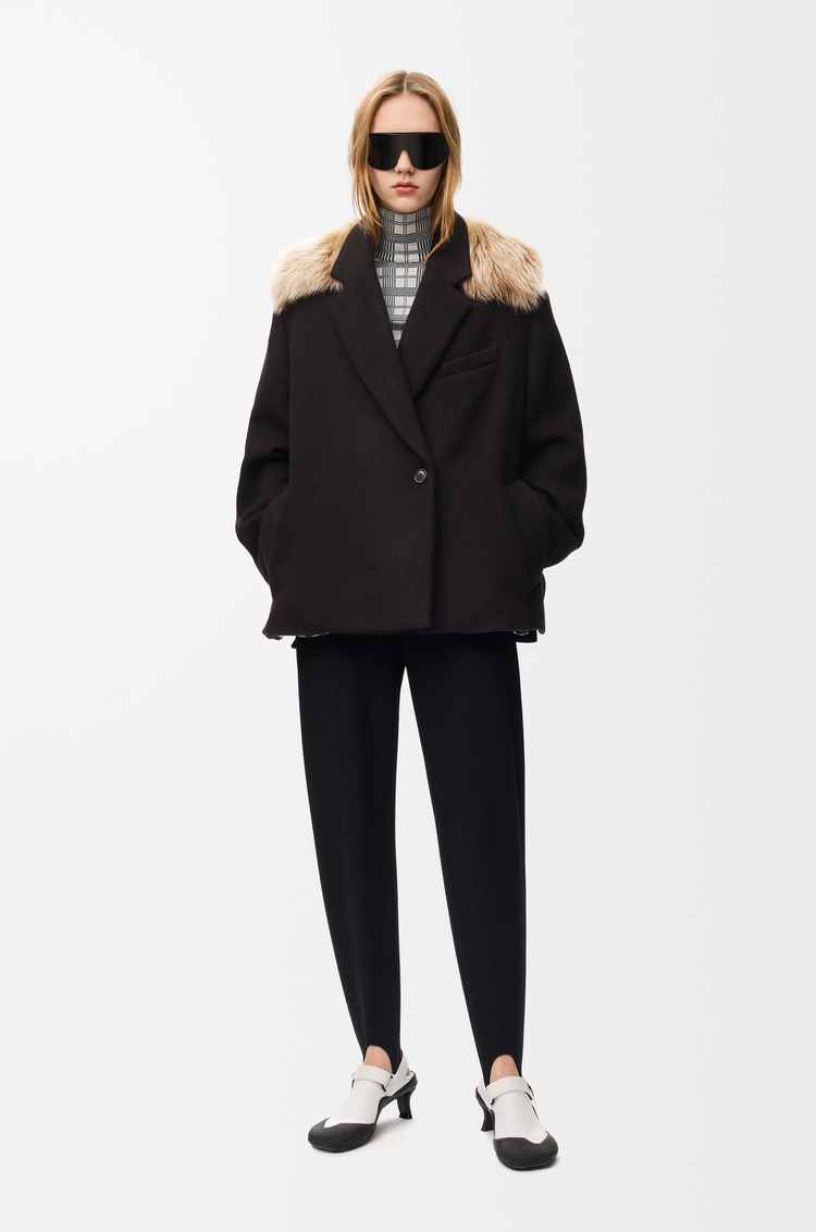 LOEWE Abrigo corto en lana y cashmere Negro