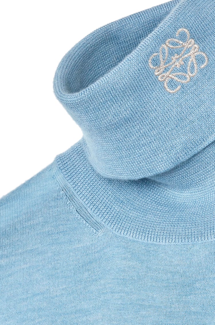 LOEWE Anagram embroidered turtleneck sweater in cashmere Light Blue