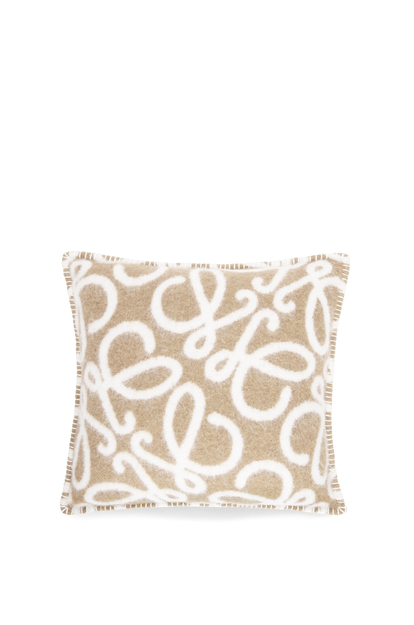 LOEWE Anagram cushion in alpaca and wool Beige/White