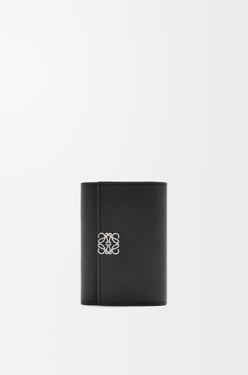LOEWE Anagram small vertical wallet in pebble grained calfskin Black