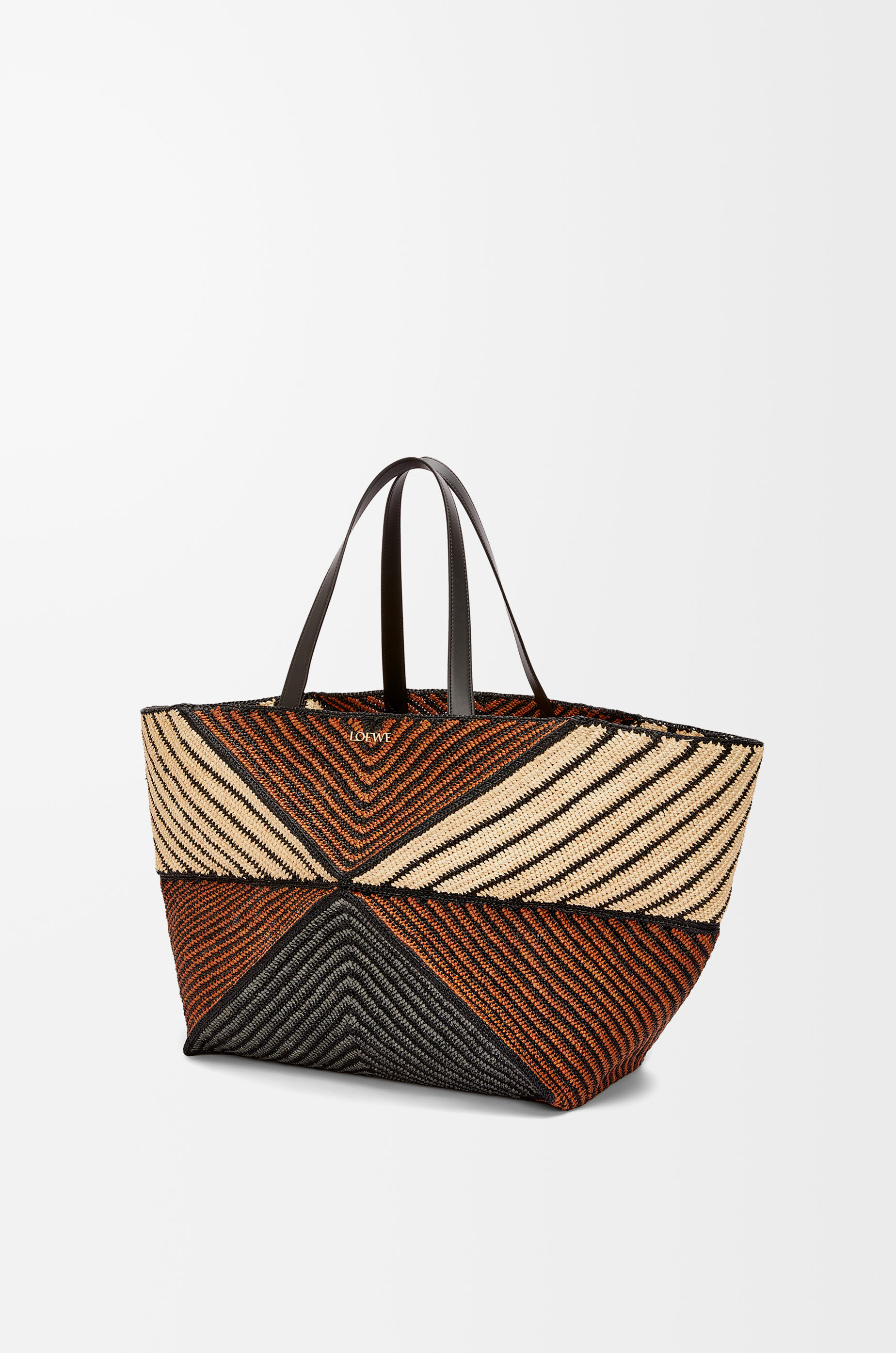 【Loewe】パズルフォールドXL ラフィアトートバッグ XL Puzzle Fold tote in raffia Beige - LOEWE