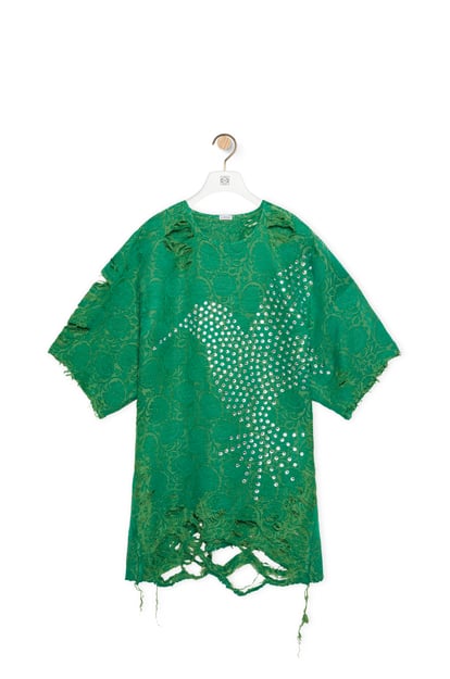 LOEWE Embellished top in linen and silk Green