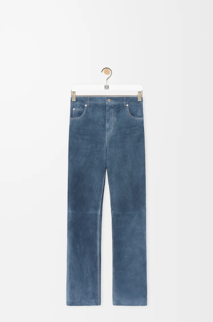 LOEWE Pantaloni in pelle di capra scamosciata Blu