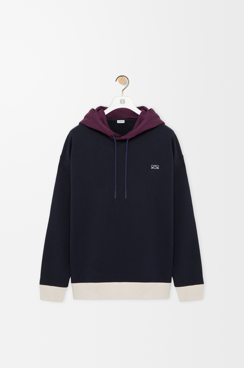 LOEWE Hoodie in cotton Dark Blue/White