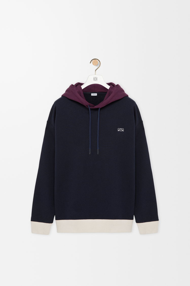 LOEWE Hoodie in cotton Dark Blue/White