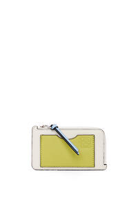 LOEWE Coin cardholder in soft grained calfskin Soft White/Lime Yellow