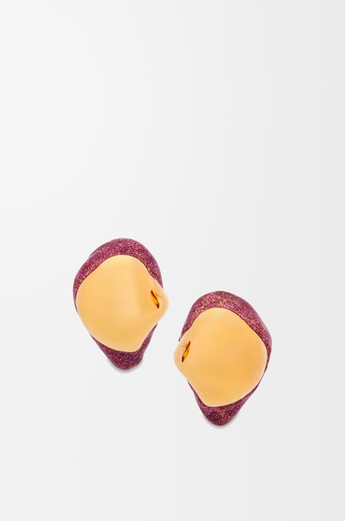 LOEWE Pendientes Foam Drip en plata de ley y esmalte Dorado/Rosa